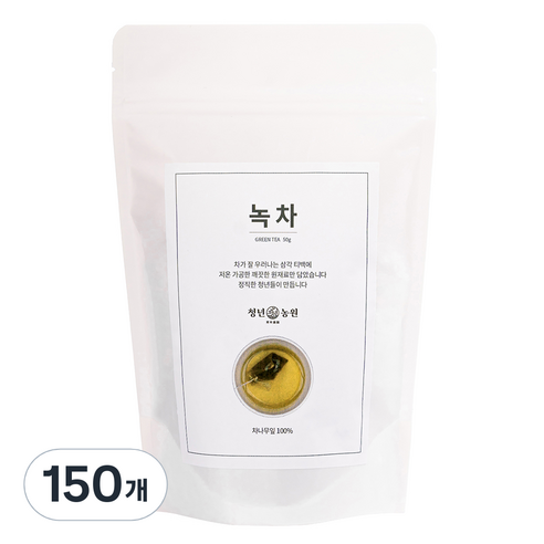 청년농원 저온가공 제주 녹차 삼각티백, 1g, 150개