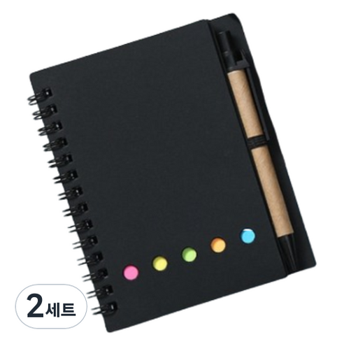 일상속반짝 메모 다이어리 세트, 블랙, 2세트