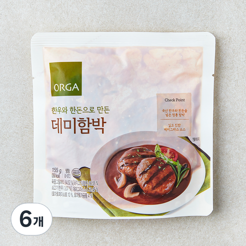 올가홀푸드 한우와 한돈으로 만든 데미함박, 155g, 6개