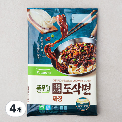 풀무원 더블식감 짜장도삭면 2인, 480g, 4개
