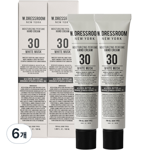 더블유드레스룸 퍼퓸 핸드크림 30 화이트머스크, 50ml, 6개