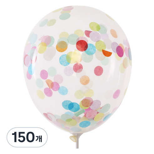 컨페티풍선 30cm, 원형 페이퍼레인보우, 150개