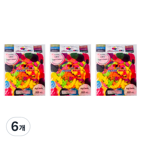파티쇼 카니발 형광 물풍선 500p, 혼합 색상, 6개