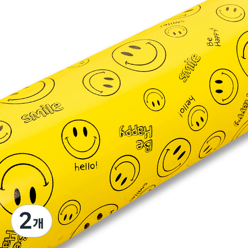 좋은기븐 해피스마일 메탈롤 포장지, 옐로우, 2개