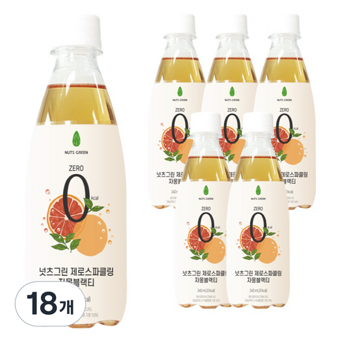 넛츠그린 제로스파클링 자몽블랙티, 340ml, 18개