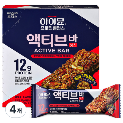 하이뮨 프로틴밸런스 액티브 바 넛츠 6p, 300g, 4개