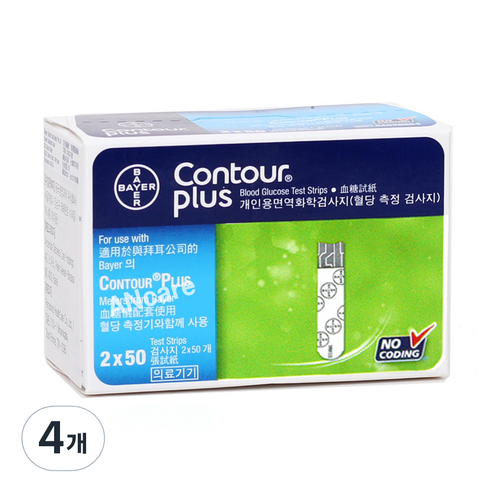 컨투어 플러스 혈당시험지, 100개입, 4개