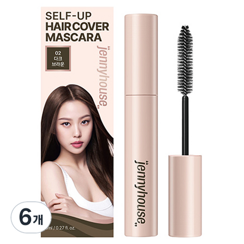 제니하우스코스메틱 셀프업 헤어 새치 커버 마스카라 8ml, 다크 브라운, 6개