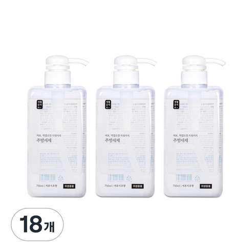 생활공작소 주방세제 석류식초향, 750ml, 18개