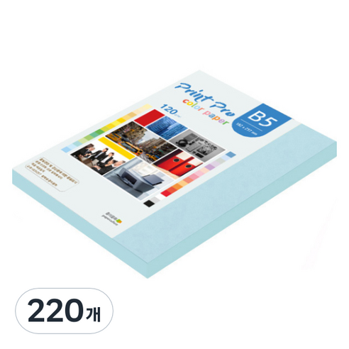 종이문화 프린트 프로 얇은 칼라복사지 No 16 스카이블루 120g, 220개, B5