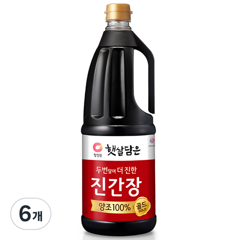 청정원 두번달여 더 진한 진간장 골드, 1.7L, 6개