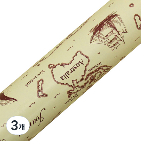 영프라자 지도 종이포장지 53cm x 10m, 베이지, 3개