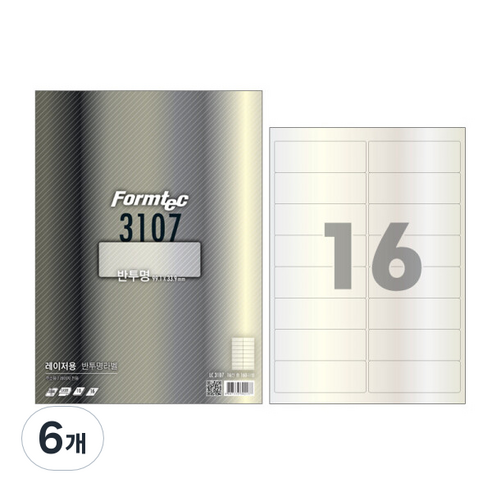 폼텍 라벨 LC-3107 16라벨 10매, 6개