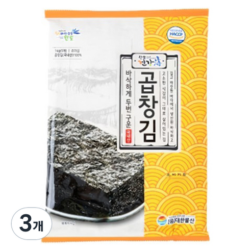 완도건강해 바다향 바삭하게 두번구운 곱창김 5p, 14g, 3개
