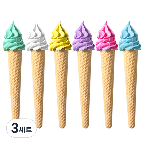 스위트 아이스크림 지우개 6종세트, 혼합색상, 3세트