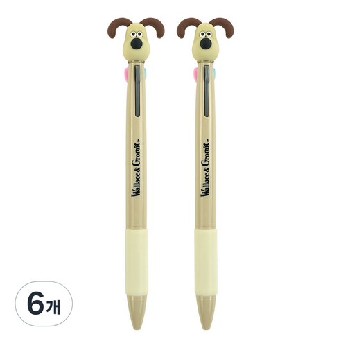 핑크풋 3000 월레스와 그로밋 피규어 3색 볼펜 0.7mm, 베이지, 6개