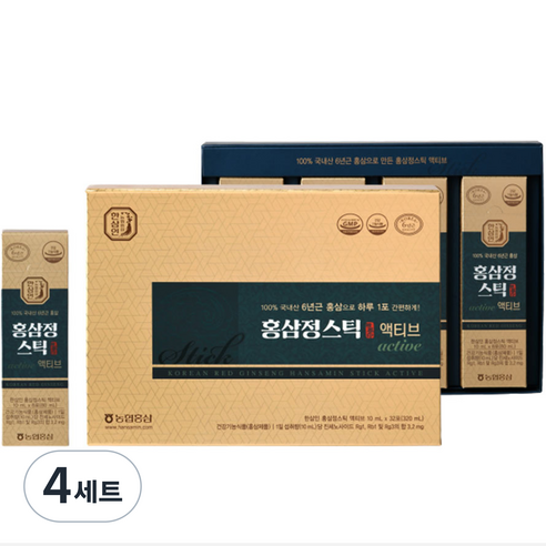 한삼인 홍삼정스틱 액티브 32p + 쇼핑백, 320ml, 4세트