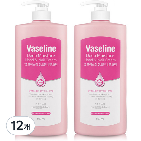 바세린 24h 딥 모이스춰 핸드앤네일 핸드크림, 500ml, 12개