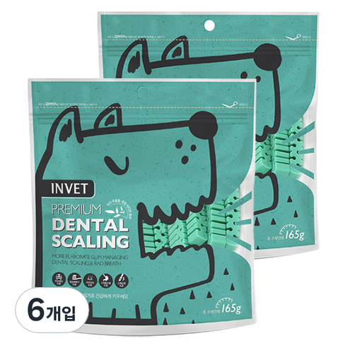 인벳 프리미엄 덴탈 스케일링 강아지 껌 165g, 유산균, 6개입