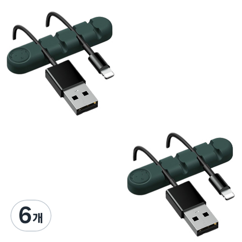 유니버스팩토리 usb 선정리소품 컬러곰 4구, 6개, 초록