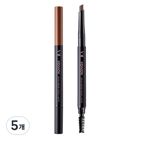 비디보브 메가 브로우 펜슬 오토 0.35g, 2호 미디움 브라운, 5개