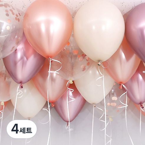 조이파티 천장풍선 컨페티 핑크샌드 세트, 혼합색상, 4세트