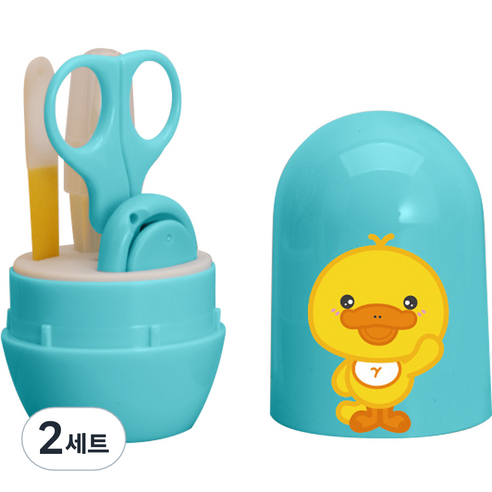원더파파 귀여운 병아리 아기네일케어 4종세트, 블루, 2세트