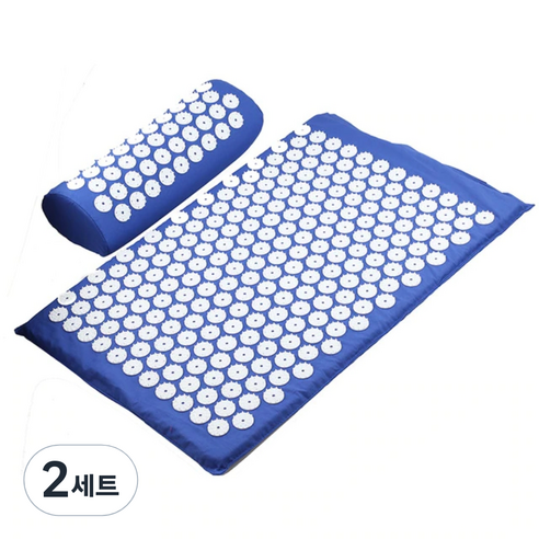 지압매트 베개 세트, 블루, 2세트