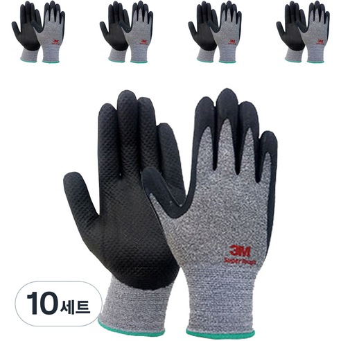 쓰리엠 슈퍼터프 엠보 안전장갑 양손세트, 10세트, M