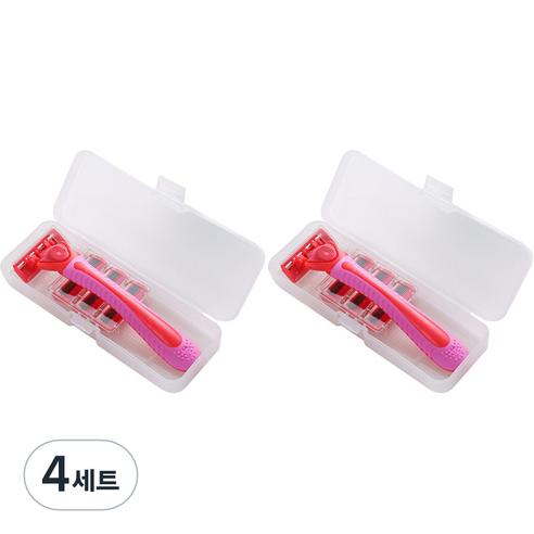 리앤베르 여성용 면도기 레드 세트, 4세트