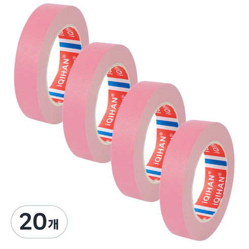 iQIHAN 다다 칼라 마스킹 테이프 20mm x 20m, 연핑크, 20개