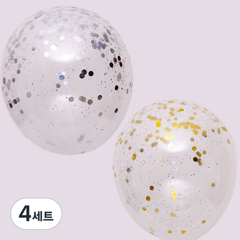 컨페티벌룬 스타링 30cm 골드 10p + 실버 10p 세트, 혼합색상, 4세트