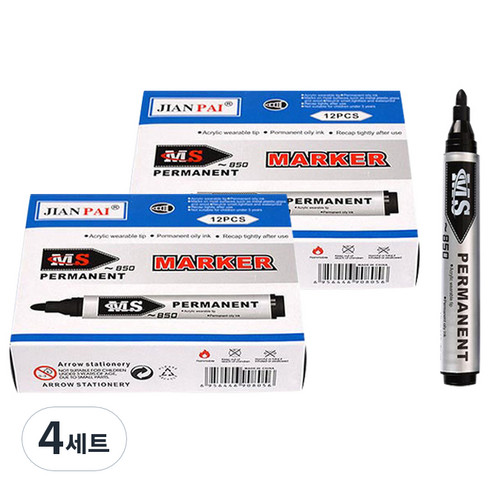 블루마토 유성 매직 B세트 MS850 12p, 흑색, 4세트