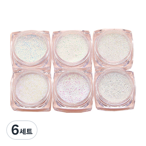 NAILNARA 화이트 판타지아 소입자 네일 글리터 6종 세트, 혼합색상, 6세트