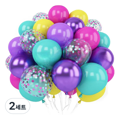 만들하비 컨페티 풍선 세트, 메탈 블루퍼플, 2세트