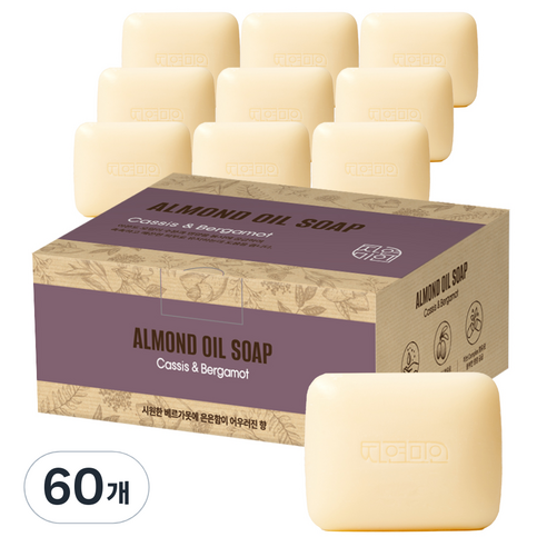자연미인 무궁화 아몬드 오일 비누 카시스&베르가못, 90g, 60개