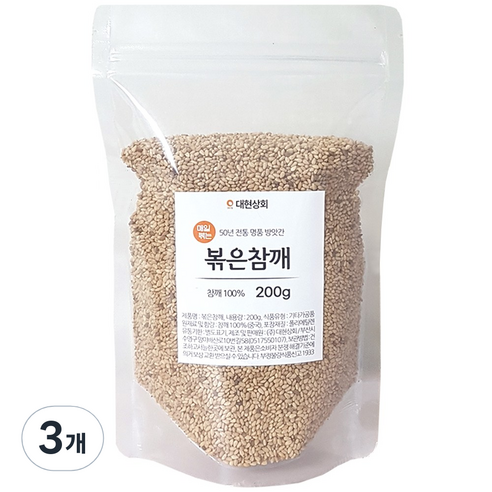 대현상회 볶은 참깨, 200g, 3개