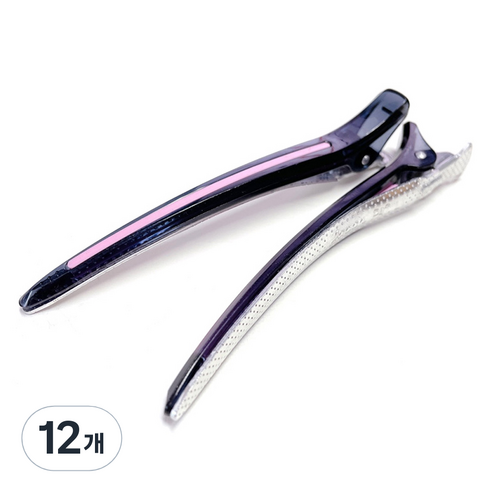 다카라 크리스탈 헤어클립 대 120mm, 12개, 블랙 + 핑크