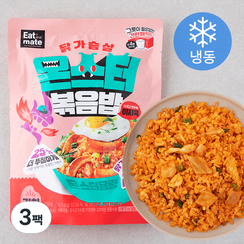 잇메이트 닭가슴살 몬스터 이지쿡 김치 볶음밥 (냉동), 250g, 3팩