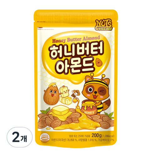 넛츠빌리지 허니버터 아몬드 200g, 2개