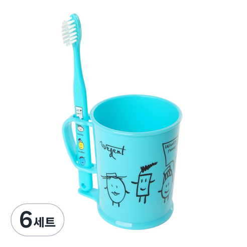 위덴 어린이 주니어 양치컵 세트 스카이 8~11세용, 6세트