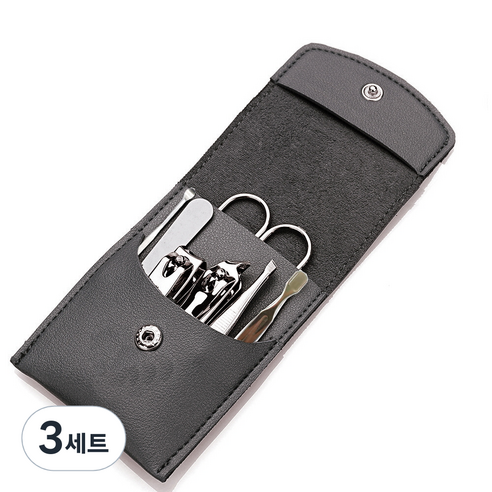 미카엘그라운드 손톱 깎이 7종 세트, 3세트, 그레이(케이스), 실버(도구)
