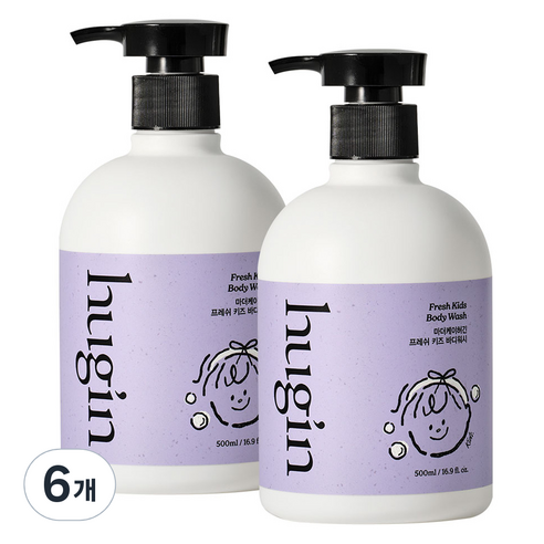 허긴 아동용 약산성 저자극 키즈 바디워시, 500ml, 6개