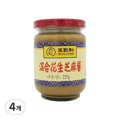 왕즈허 혼합 땅콩 즈마장 소스, 225ml, 225g, 4개
