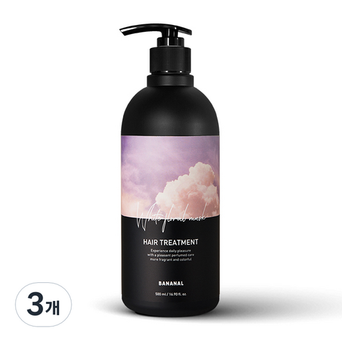 바나날 퍼퓸드 헤어 트리트먼트 화이트 플로랄 머스크, 500ml, 3개