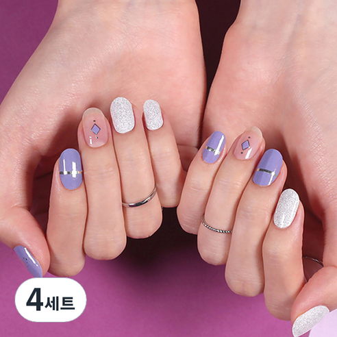 젤리넬리 엘수정 에디션 젤네일 스티커, L 퍼플, 4세트
