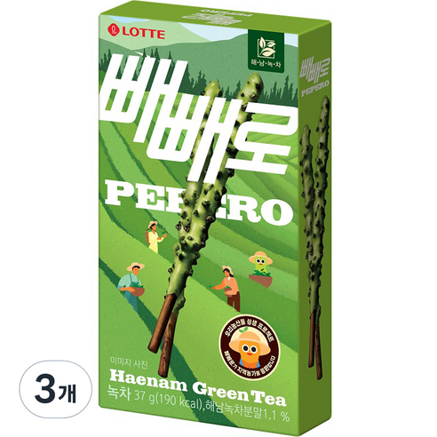 빼빼로 녹차, 37g, 3개
