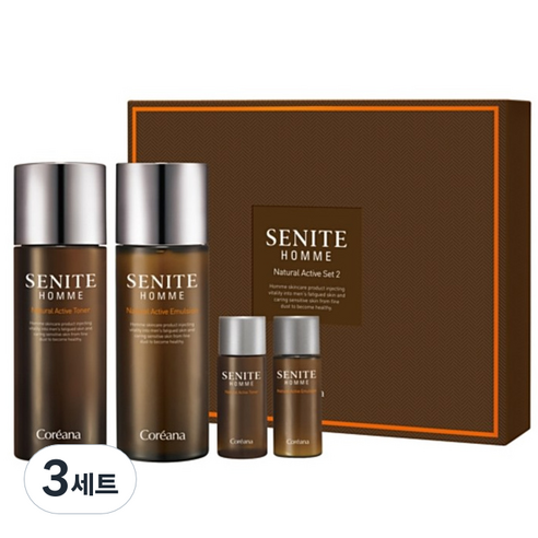 코리아나 쎄니떼 옴므내추럴액티브 2종 세트 토너 150ml + 에멀젼 150ml + 2p, 3세트