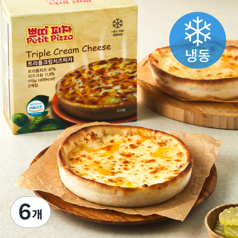 쁘띠 트리플 크림치즈 피자 (냉동), 170g, 2개입, 6개