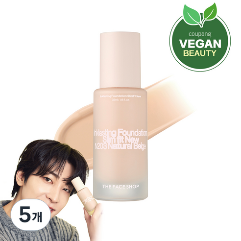 더페이스샵 잉크래스팅 파운데이션 슬림핏 뉴 35ml, N203, 5개